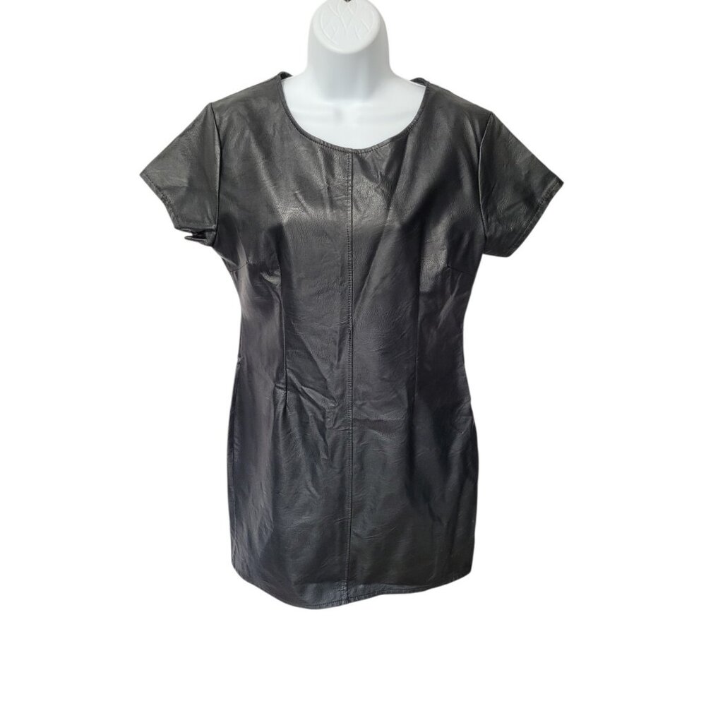 Boohoo Women’s Black Faux Leather Dress Size M Zip Made In Italy Rocker‎ Baddie